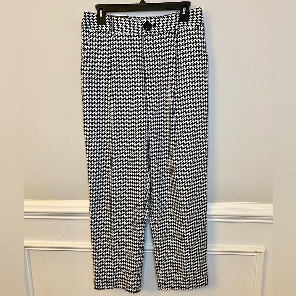 Who what wear cropped wide leg houndstooth pants size 8